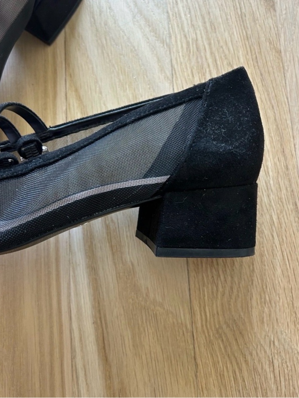 Zara Black Mesh Suede Mary Janes - Picture 2 of 5